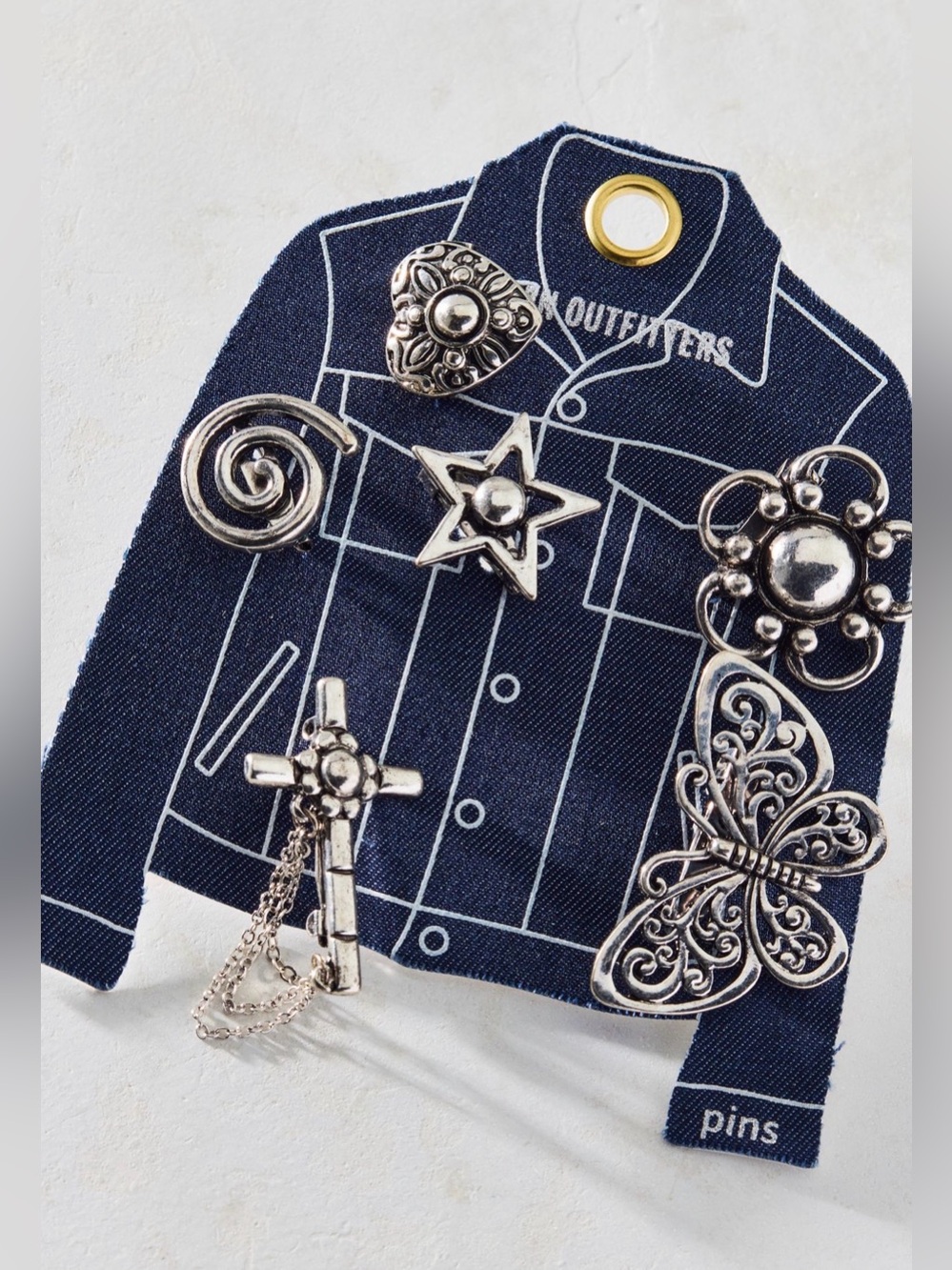 Set of urban outfitters silver toned pins